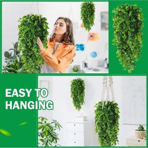Guirlande artificielle d'eucalyptus 75 cm, décoration murale verte suspendue, bouquet de plantes en plastique - Product Image 3