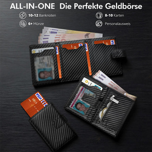 Carbon Fiber Textured <b>RFID</b> <b>Wallet</b> <b>For</b> <b>Men</b> Vertical Square Multi Functional Everyday Use - Product Image 2