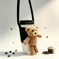Manchon de tasse portable avec sangle, motif ours en peluche, manchon réutilisable pour boissons froides