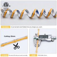 Raymates Dimmbare 480LEDs/m Flexible COB LED-Lichtleiste 24V 12V Energiesparend Weich Biegbar Gleichmäßige Beleuchtung Einfach zu Installieren