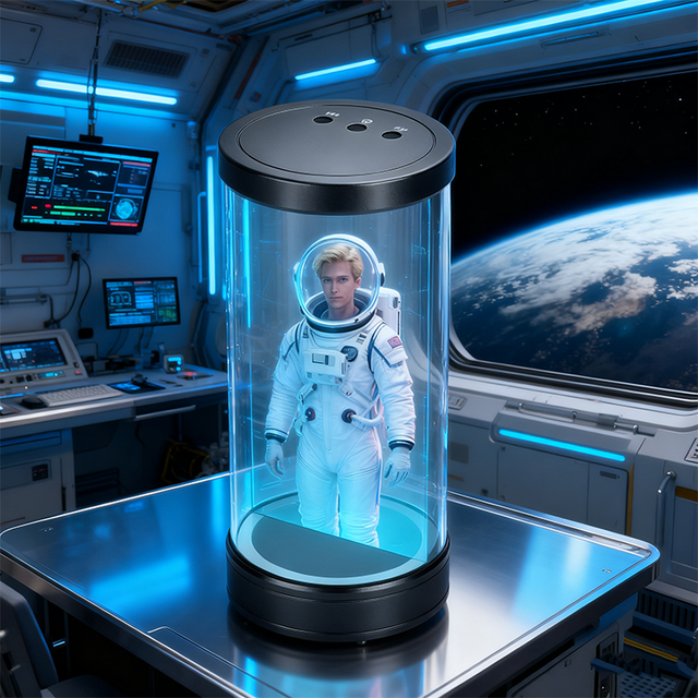 Desktop Tabletop Indoor 3D Hologram Cylinder 5.5 Inch Holographic Transparent Showcase Display