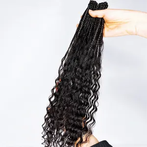 Crochet hair pre-looped goddess locs curly wave human hair for boho knotless braids