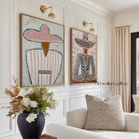 Art mural moderne, peinture à l'huile réaliste sur toile, cowboy western, peinte à la main, 2 ensembles pour hommes et femmes, portraits de couple décoratifs