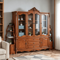 Vitrine de Luxe Antique en Bois Massif, Bibliothèque, Cave à Vin, Grand Rangement pour Maison, Villa, Hôtel – Fournisseur d'Usine OEM ODM Personnalisé