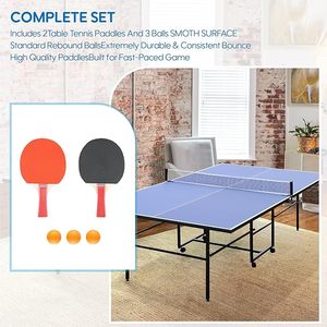 MDF profesyonel 9ft masa tenis masası, Net ile kapalı için katlanabilir pinpon masası, 2 masa tenisi kürekler ve 3 topları - Product Image 4