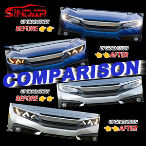 Accessoires de phares LED RGB automatiques SINDAR pour <span class=keywords><strong>Honda</strong></span> <span class=keywords><strong>Civic</strong></span> 2016-<span class=keywords><strong>2022</strong></span> 10e génération berline hayon TypeR 16-22 - Product Image 2