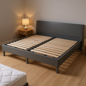 Base de colchón de madera para cama matrimonial, soporte de listones, color gris, 2 piezas, fácil montaje, tipo Bunkie Board - Product Image 2