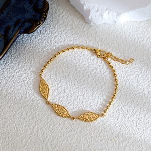 Pulseras de Cadena de Acero Inoxidable al por Mayor para Mujer, Pulseras y Brazaletes con Baño de Oro de 14k y 18k con Diseño de Hoja para Mujer - Product Image 3