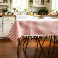 Nappe rectangulaire en coton et lin de qualité supérieure pour banquet de mariage, avec imprimé à carreaux américains, résistante à l'usure et anti-poussière pour la cuisine