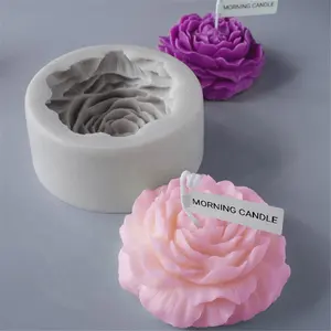 DIY arôme plâtre savon moule pivoine fleur bougie parfumée en gros silicone bougie moule pour la fabrication de bougies