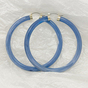 Luoyan moda estate trasparente trasparente grandi <span class=keywords><strong>orecchini</strong></span> a cerchio in acciaio inox acrilico placcato oro colorato <span class=keywords><strong>orecchini</strong></span> a cerchio in resina 2023 - Product Image 3