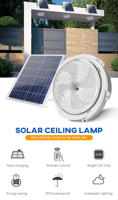 Lámpara de Techo Solar HESHI con Control Remoto, Lámpara Solar para Interiores, Luz Solar para el Hogar