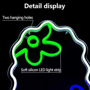 Enseigne néon LED Anime avec motif fleur et nuage, miroir lumineux, alimentation USB, intensité réglable, multicolore pour la maison et les centres commerciaux - Product Image 6