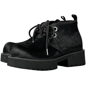 Nuevas botas de pelo de caballo negro para hombre, de suela gruesa, tacón alto, caña alta, acolchadas para invierno, cortas, hechas de piel de caballo. - Product Image 5
