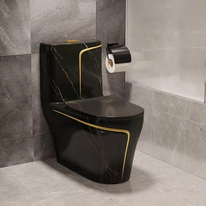 Phong cách hiện đại phòng tắm tráng men bồn rửa lưu vực và màu đen nhà vệ sinh bát nước gốm Closet WC nhà vệ sinh thiết lập - Product Image 3