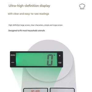 Balance <span class=keywords><strong>de</strong></span> <span class=keywords><strong>cuisine</strong></span> électronique <span class=keywords><strong>de</strong></span> précision unique 10 kg 1g SF-400 avec écran LCD et couvercle, pesée nutritionnelle, alimentée par piles - Product Image 2