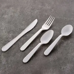 مجموعة أدوات المائدة البلاستيكية التي تُستخدم لمرة واحدة بوزن 5 جرامات مجموعة أدوات المائدة من البولي بروبلين المكونة من سكين وشوكة وملعقة لطائرة