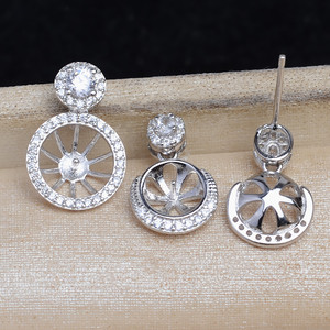 Ensemble de perles en argent S925, boucles d'oreilles personnalisées, pendentif, accessoires de bijoux DIY, plateau vide, composants semi-finis - Product Image 1