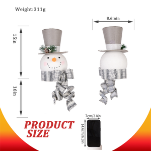2026 New Light Grey Cute Verspielte Indoor Tree Top Schneemann Kopf Dekoration Bestickte Schneeflocke 14/15 "Weihnachts schmuck - Product Image 4