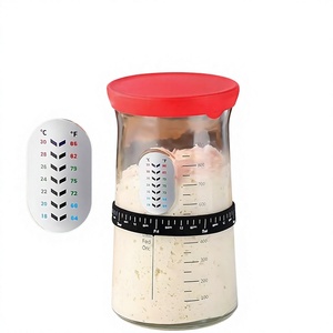Pot hermétique en verre sodocalcique à large ouverture de 1200 ml pour <span class=keywords><strong>levain</strong></span> de sourde, <span class=keywords><strong>levain</strong></span> de seigle, <span class=keywords><strong>levain</strong></span> naturel, avec couvercle en silicone - Product Image 1