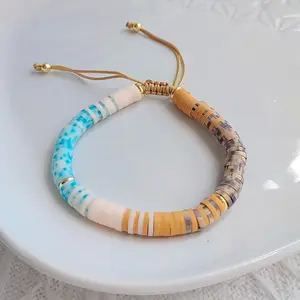 Bohemian Style Polymer Clay Bracelet Freshwater Pearl Stretch Bracelet Wholesale Handmade Beaded Bracelet