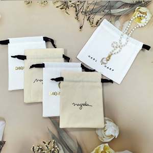 Sac en coton mousseline écologique, recyclable, biologique, avec cordon de serrage, pour bijoux, montres, bagues, bracelets, cadeaux, impression de logo personnalisable - Product Image 3