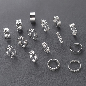Silver Plated Ring For Men Geometric Open Design Stackable Index Finger Ring Korean Style Gift Jewelry - Product Image 3