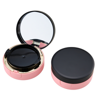 Étui compact de luxe noir et rose pour fond de teint coussin d'air BB, poudre compacte et correcteur, avec miroir