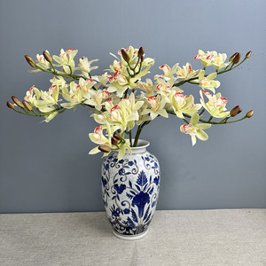 Piante Artificiali, Bouquet di Cymbidium per Decorazione Ufficio e Giardino, Arredamento Casa, Fiori Artificiali Personalizzabili - Product Image 3
