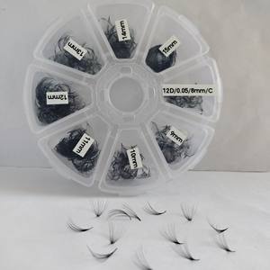 Extensions de cils ultra-fines 12D faites à la main, en poils synthétiques doux et lisses, 6-20 mm, à base lâche, pour un éventail rapide et un volume complet - Product Image 1