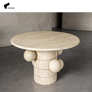 طاولة قهوة مستديرة من الرخام الطبيعي والترافرتين قابلة للتخصيص لغرفة المعيشة وغرفة النوم والفيلا والشقق والديكور الفندقي - Product Image 4