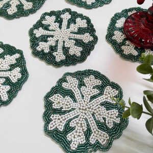 Handmade Beaded Snowflake Placemat Mug Rug Coasters for Home Decor Dining <b>Table</b> Wholesale - Product Image 3