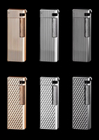 Briquet rétro à flamme inclinée coulissante latérale, cadeaux pour hommes, briquet publicitaire personnalisé en alliage de zinc, vente en gros