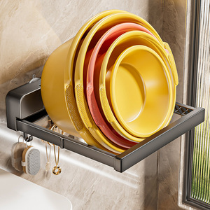 Bathroom Wall Mounted Storage Rack 50X30Cm Suction Cup Organizer For Sink Area Durable Rectangular <b>Shelf</b> - Product Image 1
