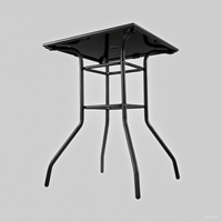 Table à manger en fer et acier durable et moderne pour l'extérieur, en verre, prête pour le patio, le jardin, les hôtels, les parcs, les villas, la plage et la cour.