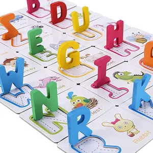 就学前学習教育木製面白い英語アルファベット文字フラッシュペーパーカードボードマッチングパズルゲームおもちゃ子供用