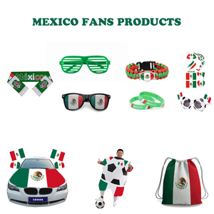 Vente en gros de produits phares pour les fans du Mexique : drapeaux en polyester avec logo personnalisé, mât de drapeau portable en aluminium imperméable, casquettes, lunettes de soleil et masques - Product Image 3