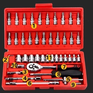 46 Piece Socket Wrench <b>Tool</b> <b>Set</b> 1/4 In Chromium Vanadium Steel For Home Auto Repair With <b>Tool</b> Case - Product Image 4