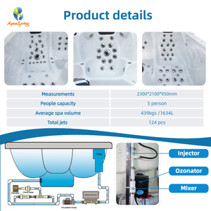 Baignoires à remous moulues sur mesure Baignoire de spa à hydromassage au design de luxe Baignoire à remous extérieure en acrylique pour 5 personnes avec 124 jets - Product Image 3