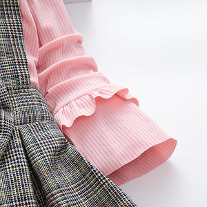 Vente en gros de vêtements pour enfants, nouveaux modèles, ensembles de vêtements pour enfants, chemises à manches longues unies et robes à carreaux pour filles - Product Image 5