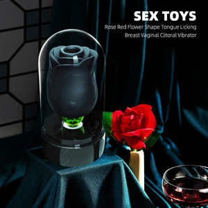 Rose <span class=keywords><strong>Shaped</strong></span> <span class=keywords><strong>Vibrator</strong></span> für Frauen Rot Schwarz Zunge Klitoris Saugen für Ei Sexspielzeug mit Vibrations funktion - Product Image 4