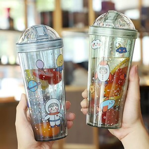 Gobelet en <span class=keywords><strong>plastique</strong></span> sans BPA avec logo personnalisé, écologique, avec <span class=keywords><strong>paille</strong></span>, isolation thermique, autocollants décoratifs, tasse écologique pour café, thé, bubble tea - Product Image 5