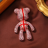 XILIANGFEIZI Nouvelle Broche Ours en Peluche Tendance, Épingle Ours Entièrement Sertie de Diamants, Accessoires Mignons de Dessin Animé, Cadeau Fête des Enfants