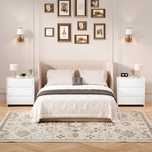 Table <span class=keywords><strong>de</strong></span> chevet avec 3 tiroirs, moderne avec un grand espace <span class=keywords><strong>de</strong></span> rangement, table <span class=keywords><strong>de</strong></span> chevet pour chambre à coucher - Product Image 4