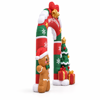 Arche gonflable de Noël avec arbre et boîtes cadeaux en forme d'homme en pain d'épices, Arche Joyeux Noël pour la décoration extérieure de jardin, pelouse et fête