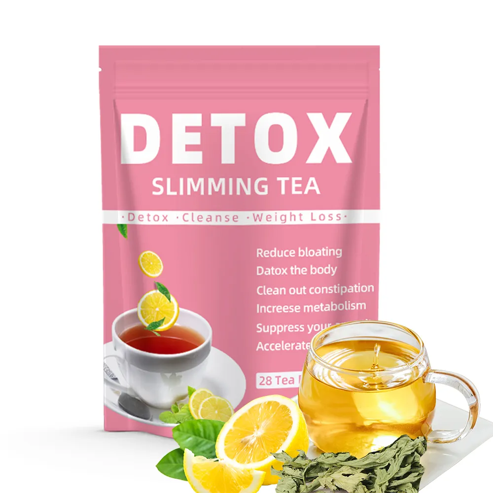 Té adelgazante de hierbas de desintoxicación orgánico chino de 28 días 100% seguro sin efectos secundarios Etiqueta Privada té adelgazante pérdida de peso