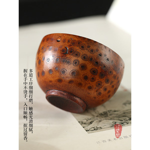 Hand Polished Bamboo Root Teacup Lacquered Small Tea Cup For Tea Tasting Wabi Sabi Style Home Use - Product Image 4