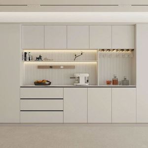 Ensemble d'armoires de cuisine modernes en bois et pierre blanche, design moderne brillant, prix d'usine, fabrication chinoise - Product Image 4
