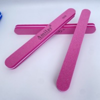 Lime à ongles double face rose avec logo personnalisé, grain 100/180, polissoir de manucure en gros pour salon