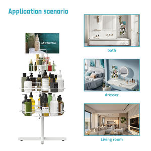Metall Double <span class=keywords><strong>Tier</strong></span> Counter Top Flaschen regal Wasser flaschen ständer Spinner Kosmetik regal mit Werbetafel - Product Image 3